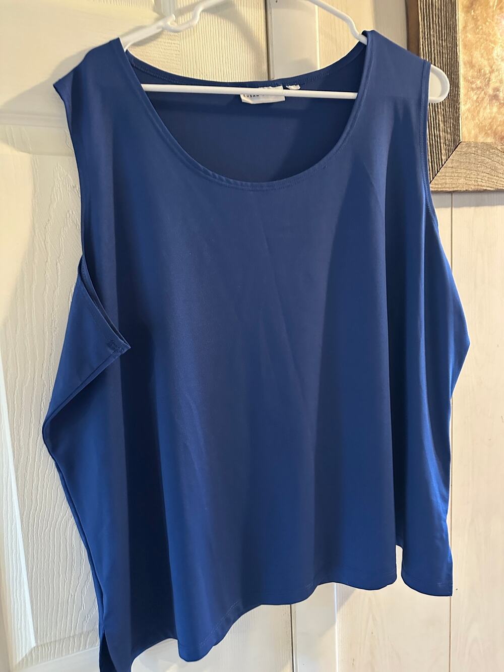 Susan Graver Liquid Knit Tank Top Royal Blue Essentials Sleeveless Tunic Blouse